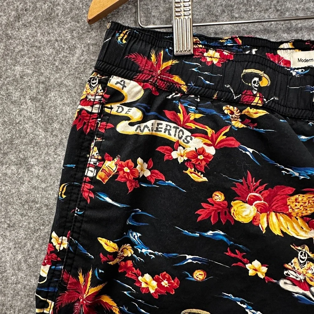Modern Amusement Board Shorts Mens M Multicolor‎ Dia De Muertos Surf Swim Trunks